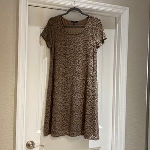 Brown Taupe lace dress.  M